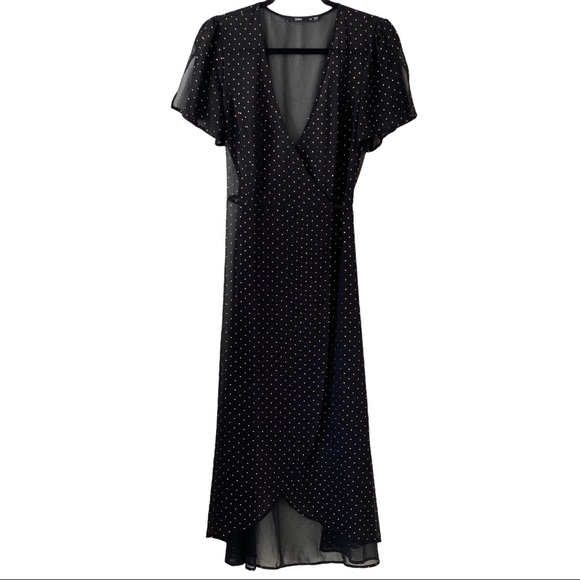Sportsgirl Dresses & Skirts - NWOT Sportsgirl Black and Gold Wrap Midi Dress